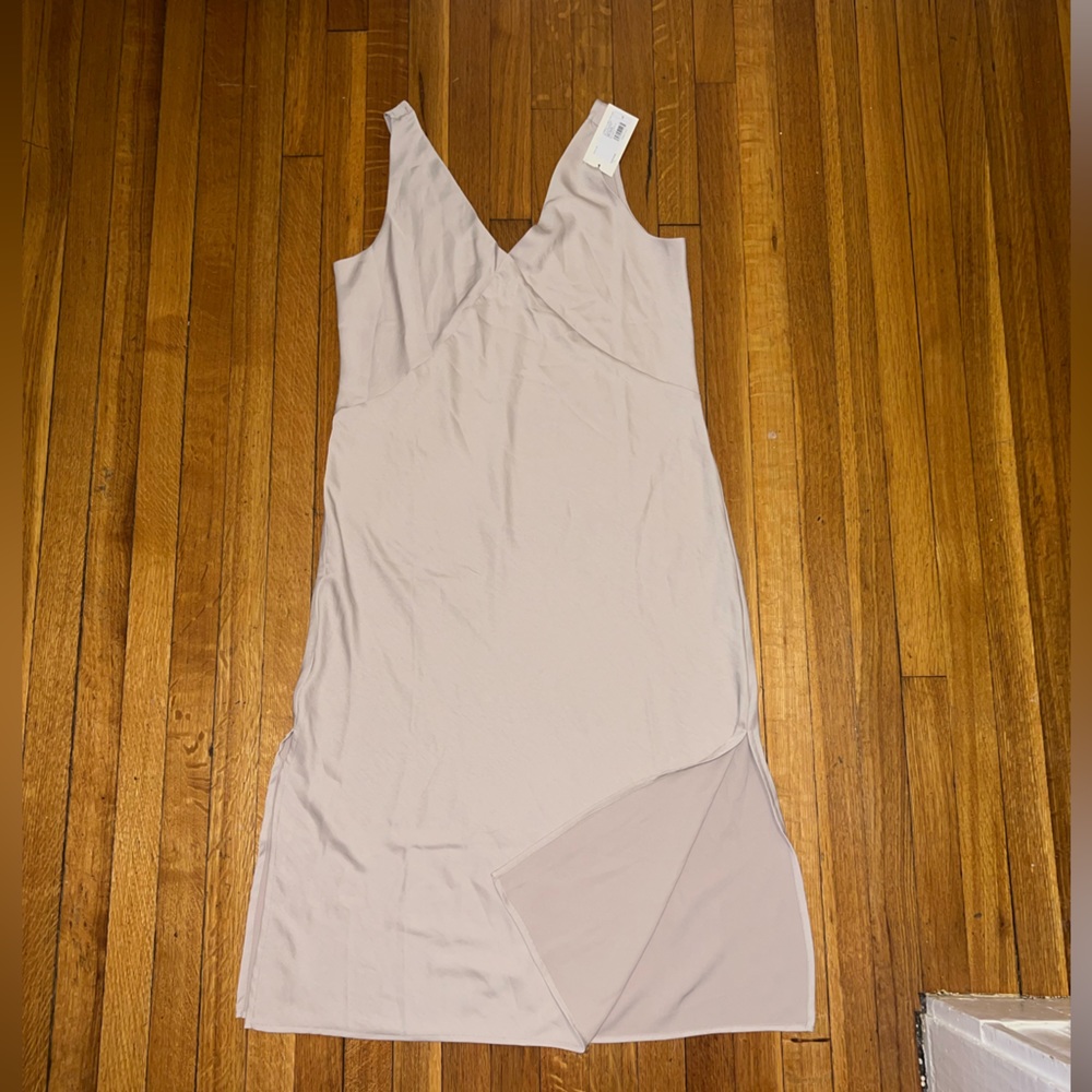 Silver Midi Slip Dress with side slits